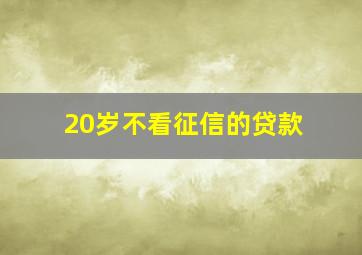 20岁不看征信的贷款