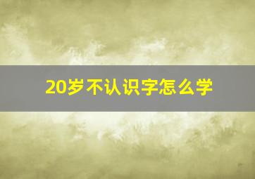 20岁不认识字怎么学