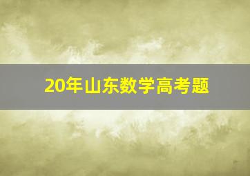 20年山东数学高考题