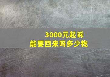 3000元起诉能要回来吗多少钱