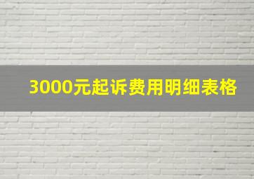 3000元起诉费用明细表格