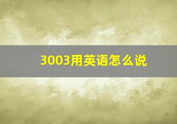 3003用英语怎么说