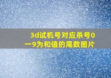 3d试机号对应杀号0一9为和值的尾数图片