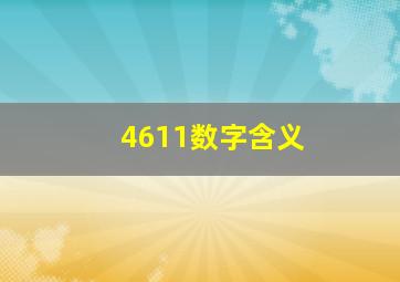 4611数字含义