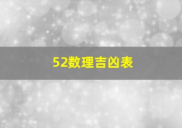 52数理吉凶表