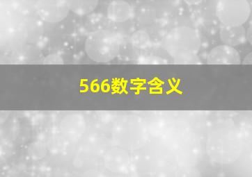 566数字含义