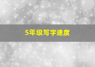 5年级写字速度