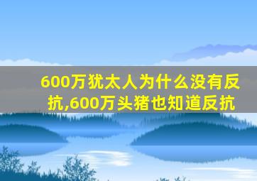 600万犹太人为什么没有反抗,600万头猪也知道反抗