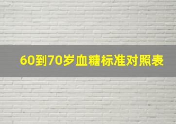 60到70岁血糖标准对照表