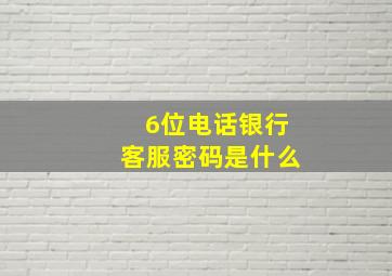 6位电话银行客服密码是什么