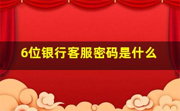 6位银行客服密码是什么