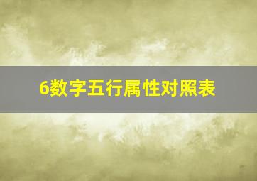 6数字五行属性对照表