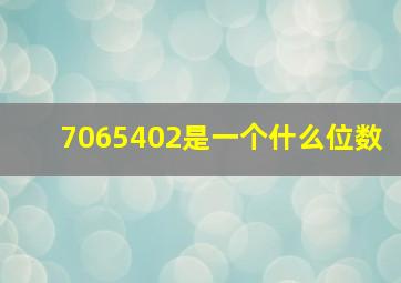 7065402是一个什么位数