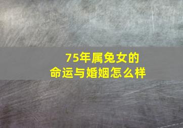 75年属兔女的命运与婚姻怎么样