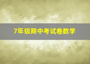 7年级期中考试卷数学