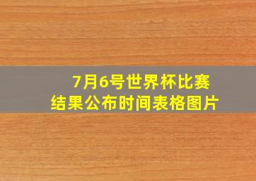 7月6号世界杯比赛结果公布时间表格图片