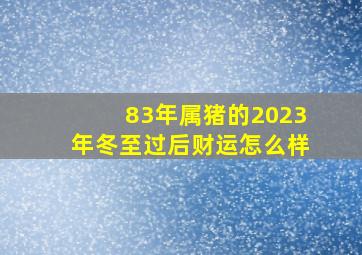 83年属猪的2023年冬至过后财运怎么样