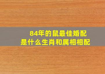 84年的鼠最佳婚配是什么生肖和属相相配