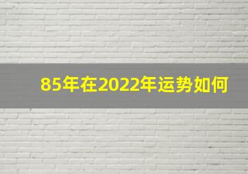 85年在2022年运势如何