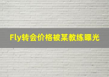 Fly转会价格被某教练曝光