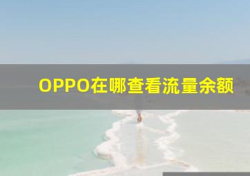 OPPO在哪查看流量余额