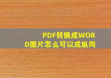 PDF转换成WORD图片怎么可以成纵向