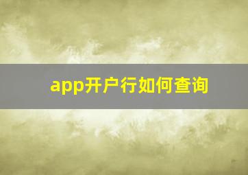 app开户行如何查询