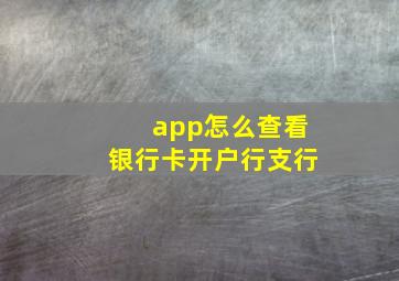 app怎么查看银行卡开户行支行