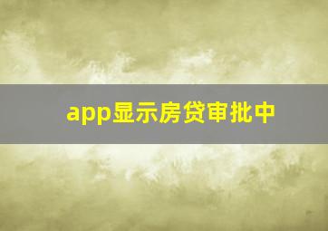 app显示房贷审批中