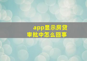 app显示房贷审批中怎么回事