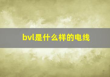 bvl是什么样的电线