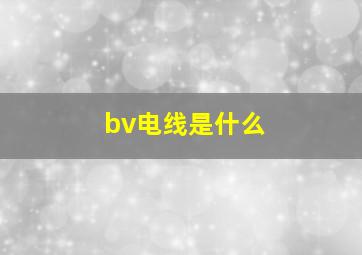 bv电线是什么