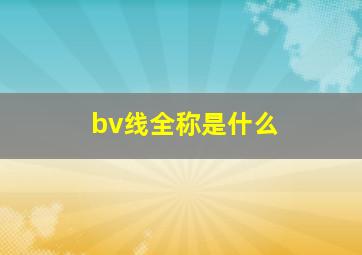 bv线全称是什么