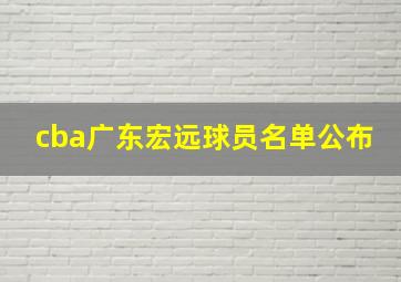 cba广东宏远球员名单公布