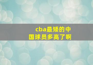 cba最矮的中国球员多高了啊