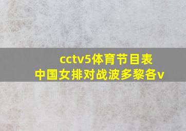 cctv5体育节目表中国女排对战波多黎各v