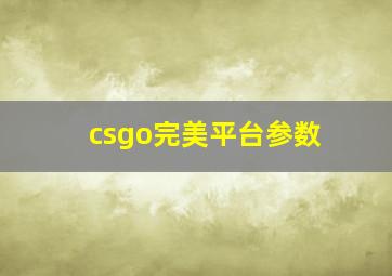 csgo完美平台参数