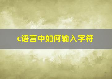 c语言中如何输入字符