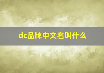 dc品牌中文名叫什么