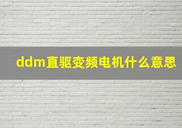 ddm直驱变频电机什么意思