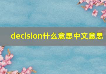 decision什么意思中文意思