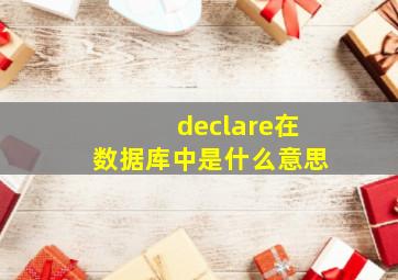 declare在数据库中是什么意思