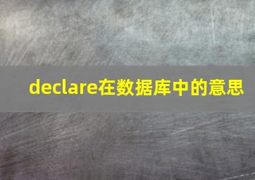 declare在数据库中的意思