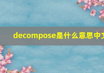 decompose是什么意思中文