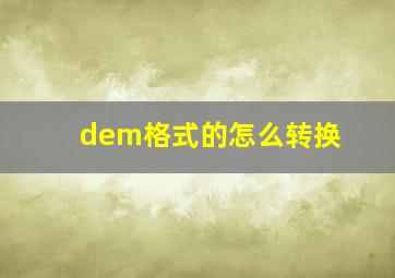 dem格式的怎么转换