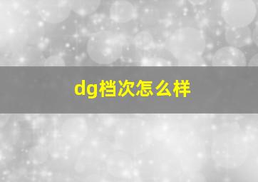 dg档次怎么样