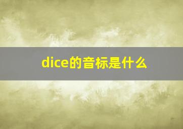 dice的音标是什么