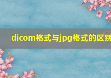 dicom格式与jpg格式的区别