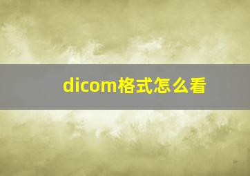 dicom格式怎么看