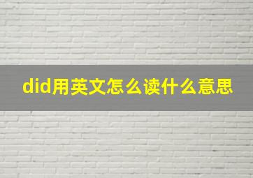 did用英文怎么读什么意思